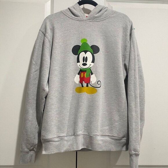 Disney Store - M - Disney World Mickey Mouse Gray Hoodie Sweat Shirt Christmas - Picture 1 of 6